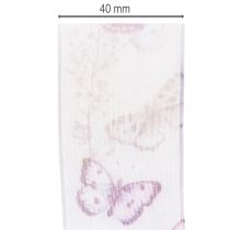Artikel Organzabånd, chiffonbånd, sommerfugle, lilla, 40 mm, 18 m