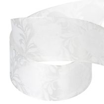 Artikel Organzabånd, cremefarvet, dekorativt bånd med hjerter, 40 mm bredt, 15 m langt