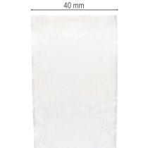 Artikel Organzabånd, cremefarvet, dekorativt bånd med hjerter, 40 mm bredt, 15 m langt