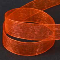 Artikel Organza bånd gavebånd orange bånd selvkant 15mm 50m