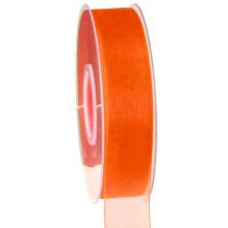 Artikel Organza bånd gavebånd orange bånd selvkant 25mm 50m