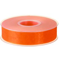 Artikel Organza bånd gavebånd orange bånd selvkant 25mm 50m