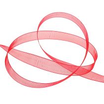 Organza bånd med kant 1,5cm 50m rød