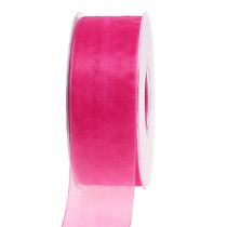 Artikel Organza bånd gavebånd pink bånd selvkant 40mm 50m