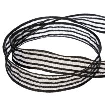 Artikel Organzabånd med striber, gavebånd, sort, 15 mm bredt, 20 m langt