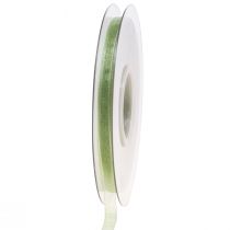 Organza bånd grønt gavebånd selvkant lime grøn 6mm 50m