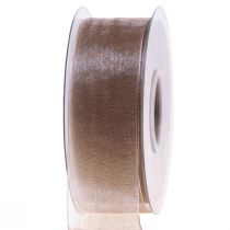 Artikel Organza bånd gavebånd beige bånd vævet kant taupe 40mm 50m