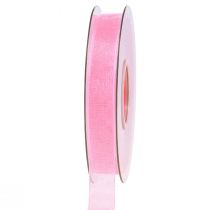 Artikel Organza bånd gavebånd pink bånd selvkant 15mm 50m