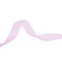 Artikel Organza bånd gavebånd pink bånd selvkant 15mm 50m