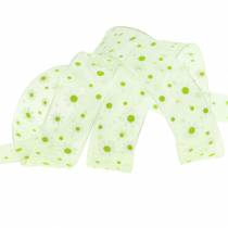 Artikel Organza bånd grønt med blomster 20mm 20m