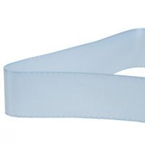 Dekorativt bånd gavebånd lyseblåt bånd blå kant 25mm 3m