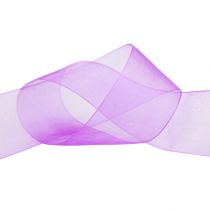 Organza bånd med selvkant 4cm 50m lilla