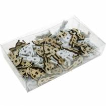 Artikel Påskepynt kanin til at sprede træ hvid, naturlig scatter dekoration påskehare 96 stk.