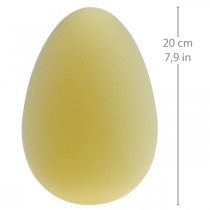 Påskeæg dekoration æg lys gul plastik flokket 20cm