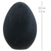 Påskeæg dekoration æg sort plastik flokket 20cm