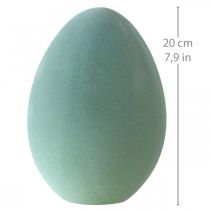 Påskeæg dekoration æg grågrøn plastik flokket 20cm