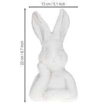 Artikel Påskehare figur Shabby Chic kanin tænker hvid 11×9×20,5 cm