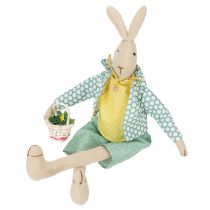 Artikel Stof påskehare, kanin med tøj, påskedekoration, ung kanin H46cm