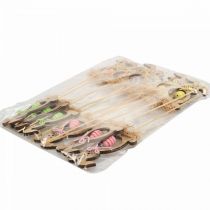 Artikel Påskehare træ, blomsterpropper påske, kanin stik 8,5 cm 12 stk.