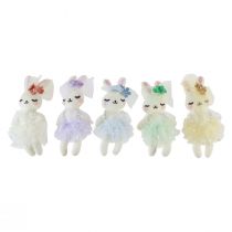 Artikel Påskehare dekoration bunny pige plys 12cm 5 stk