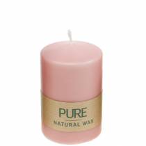 PURE søjlelys 90/60 pink dekorativt stearinlys bæredygtig naturlig vokslysdekoration