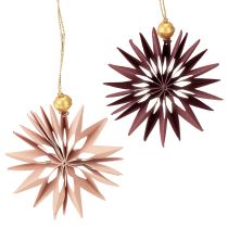 Artikel Papirstjerner, bordeaux pink, til ophæng, Ø10 cm, 4 stk.