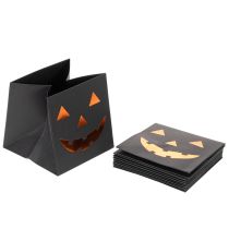 Artikel Papirpose græskar ansigt plantekasse Halloween dekoration 10 cm 6 stk