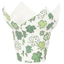 Artikel Papirblomsterpotte med kløvermotiv, nytårsdekoration, 12 cm, 12 stk.