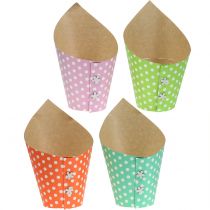 Papirpotte farverig med prikker Ø12cm 8stk