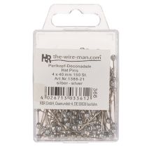 Artikel Perlehovedede blomster- og dekorationsnåle, sølv, Ø4 mm, 40 mm, 150 stk.