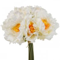 Artikel Pæoner Kunstpæoner Hvid Gule Kunstige Blomster 7 Stk