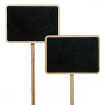 Plantestik træ indstiksskilte mini kridttavle 8,5×6cm 6stk
