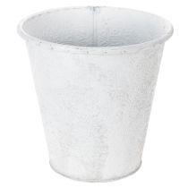 Artikel Urtepotte, plantekasse med ornamenter, metaldekoration hvid, grå Ø20,5 cm H19,5 cm