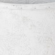 Artikel Urtepotte, plantekasse med ornamenter, metaldekoration hvid, grå Ø20,5 cm H19,5 cm