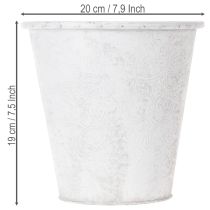 Artikel Urtepotte, plantekasse med ornamenter, metaldekoration hvid, grå Ø20,5 cm H19,5 cm