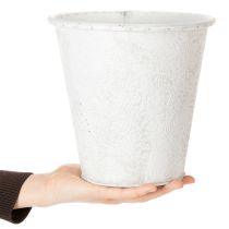 Artikel Urtepotte, plantekasse med ornamenter, metaldekoration hvid, grå Ø20,5 cm H19,5 cm