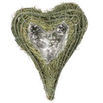 Artikel Plantehjerte lavet af naturmateriale med folieindlæg, 22 cm, 2 stk.