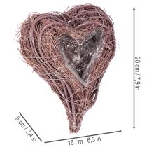 Artikel Dekorativt hjerte lavet af kviste med plantefolie, 20 cm, 2 stk.