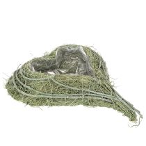 Artikel Hjerteformet skål lavet af naturgræs med plantefolie, 38 cm