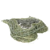 Artikel Hjerteformet skål lavet af naturgræs med plantefolie, 38 cm