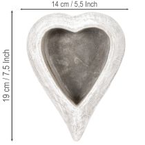 Artikel Dekorativ hjerteformet skål, grå; lille hjerteformet plantekasse, 19 cm