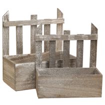 Artikel Plantekasse Mini-blomsterkasse i træ L22/25 cm Sæt med 2