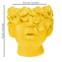 Artikel Plantehoved buste polyresin plantekasse gul 13,5×13×14cm