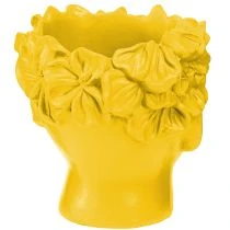 Artikel Plantehoved buste polyresin plantekasse gul 13,5×13×14cm