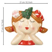 Artikel Plantehoved keramik pige dekorativ plantekasse jul H17cm