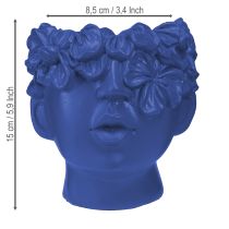 Artikel Plantehoved Polyresin Bust Plantekasse Blå 13,5×13×14cm
