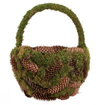 Artikel Rustik plantekurv med mos og kogler - dekorativ kurv med hank Ø32cm H42cm - alsidig have- og boligdekoration