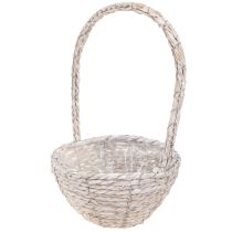 Artikel Plantekurv 2-delt sæt, halm, natur, hvid, Ø23/28, shabby chic