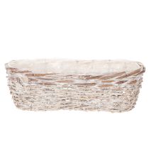 Artikel Kurvplantekasse med folieindsats, oval, hvid, 37 cm