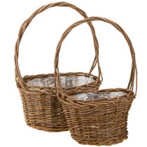 Artikel Plantekurv med håndtag oval pilebrun 28/24 cm sæt med 2 stk
